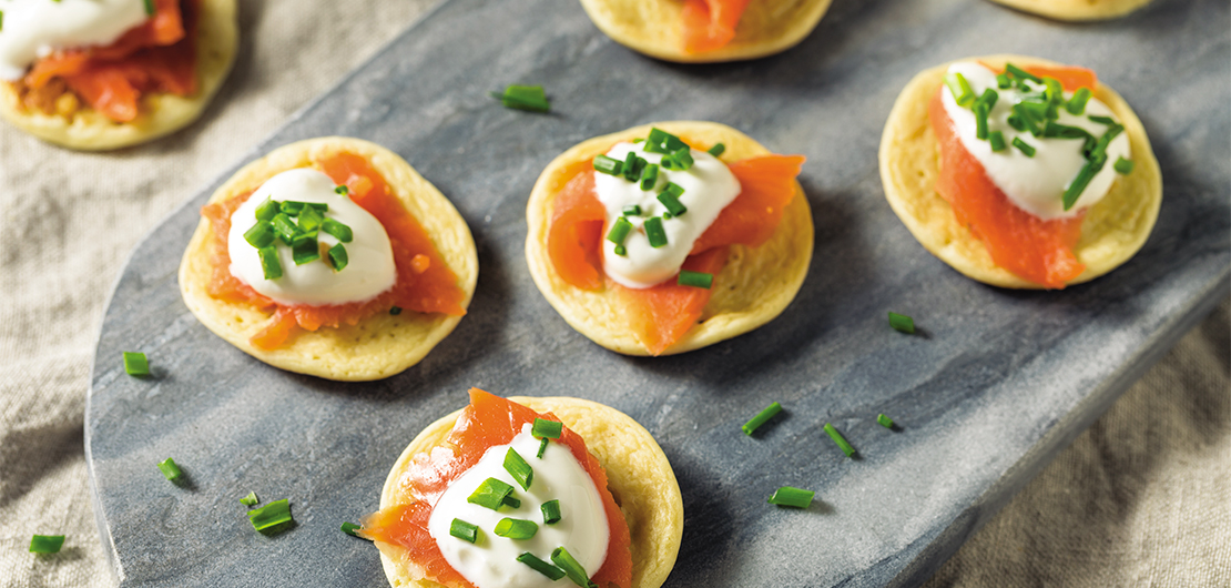 Salmon blinis